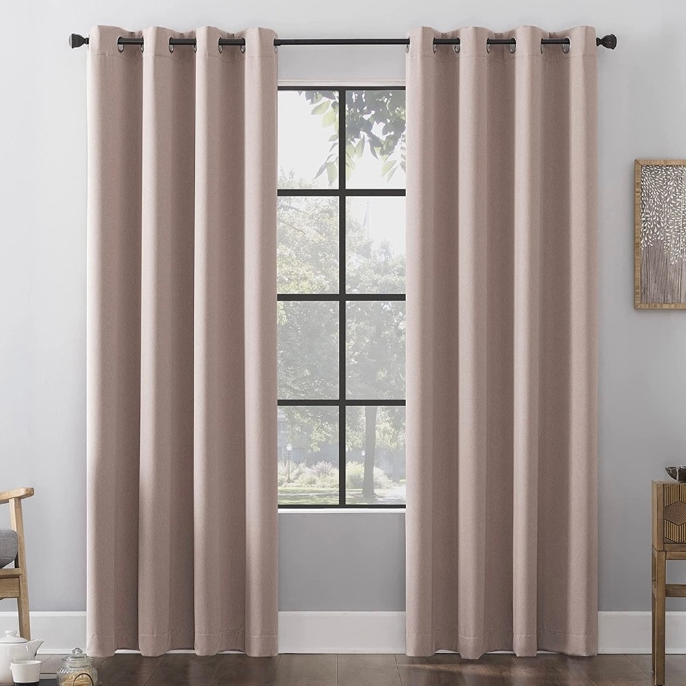 Clean Window Brushed Texture 2 pack Anti-Dust Allergyl Curtain Panel, Pink